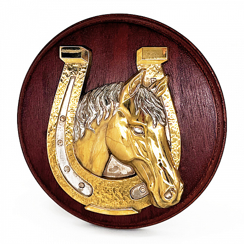 Подкова с конем позолоченная