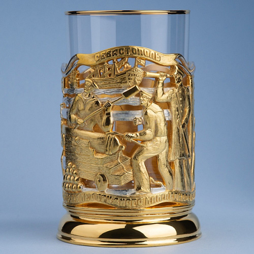 Подстаканник в футляре "Оборона Севастополя" (серебрение, золочение)