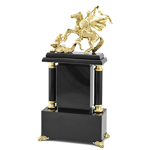 Интерьерные часы из малахита "Георгий Победоносец" 