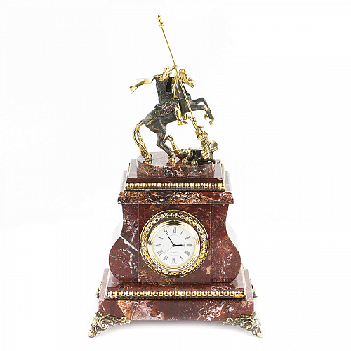 Часы настольные из камня "Георгий Победоносец" 