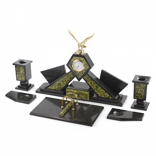 Настольный набор "Орел" камень змеевик