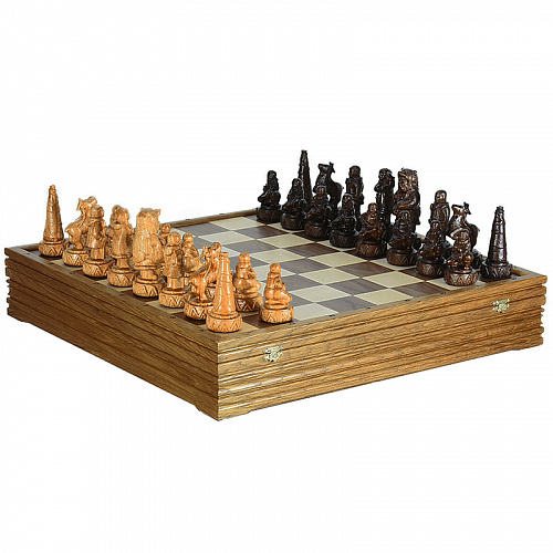 Шахматы резные из дуба "Народы Севера" 