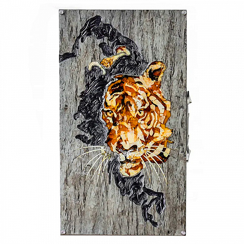 Нарды из карельской берёзы и янтаря "Тигр"