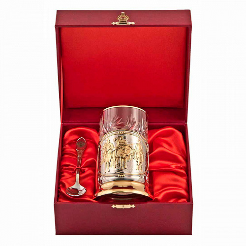 Подстаканник с ложкой "Богатыри"