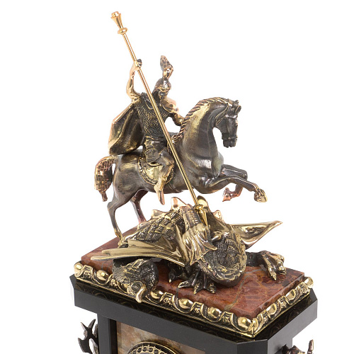 Интерьерные часы из яшмы "Георгий Победоносец" 