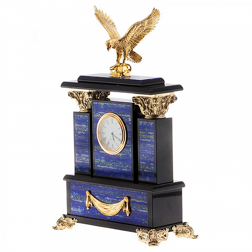 Часы настольные из лазурита "Орел" 