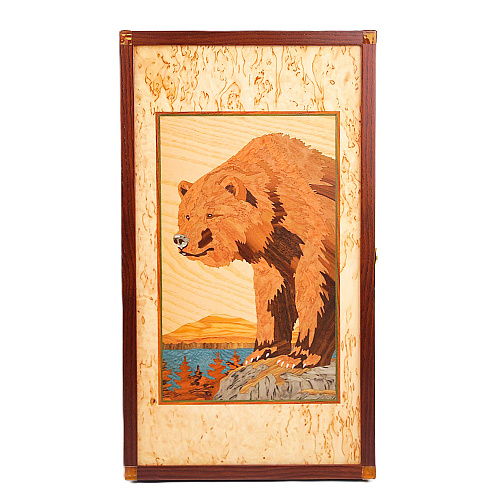 Нарды из  карельской березы "Медведь"