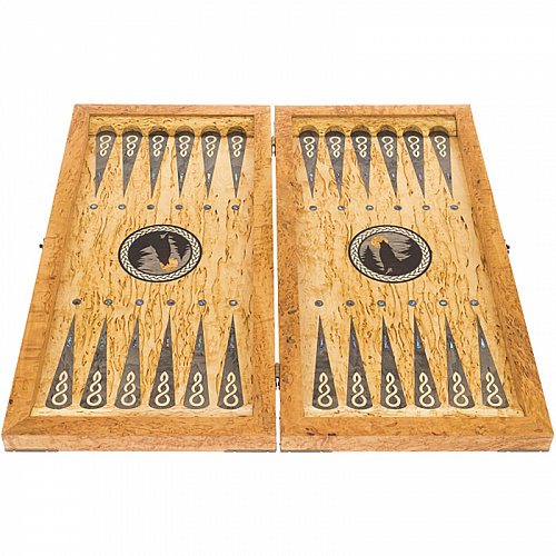 Нарды подарочные из карельской березы "Волк"