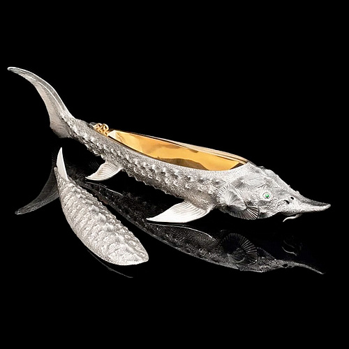 Икорница из серебра "Осетр" 