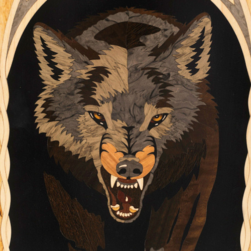 Нарды подарочные из карельской березы "Волк"