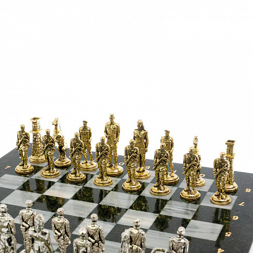 Шахматы из серого мрамора "Великая Отечественная Война"