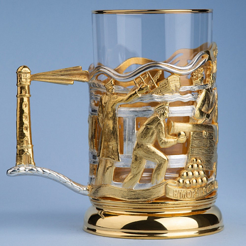 Подстаканник в футляре "Оборона Севастополя" (серебрение, золочение)