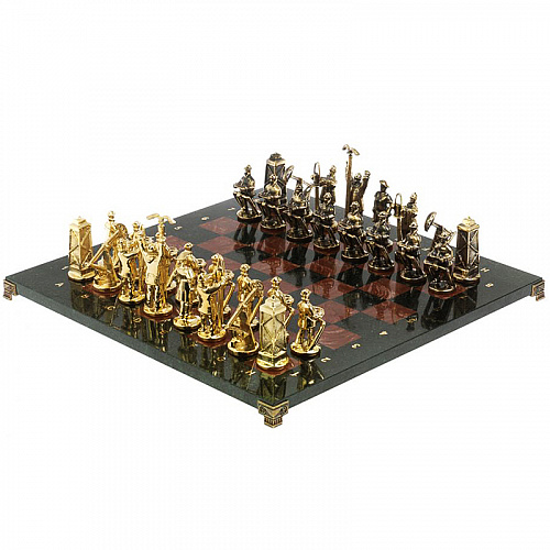 Шахматы из камня с металлическими фигурами "Нефтяники" 