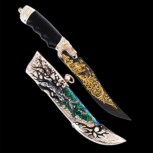 Нож из дамасской стали "Волчья стая" Златоуст.