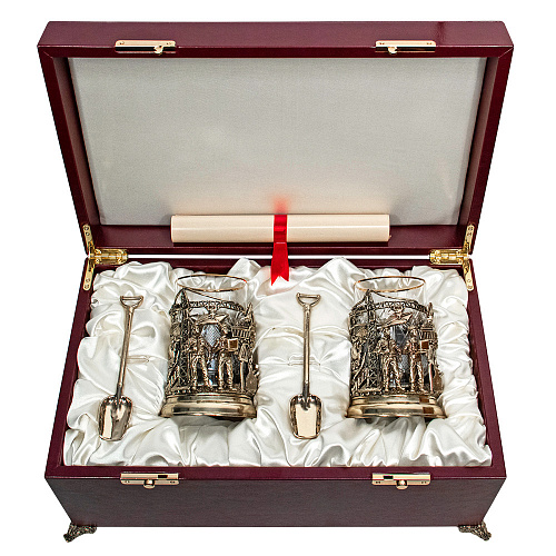 Набор для чая из двух подстаканников "Строители"