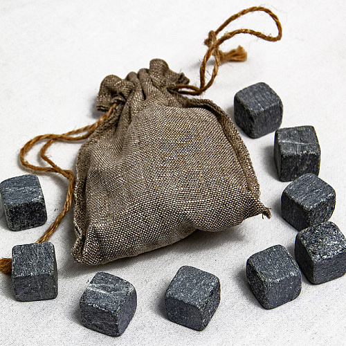 Бокал для виски "Строители" с камнями в деревянном футляре