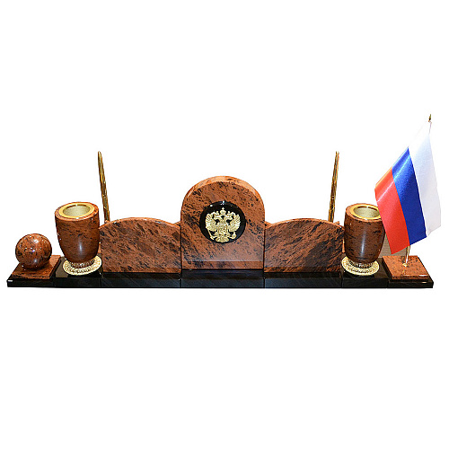 Письменный набор для руководителя из обсидиана "Патриот"