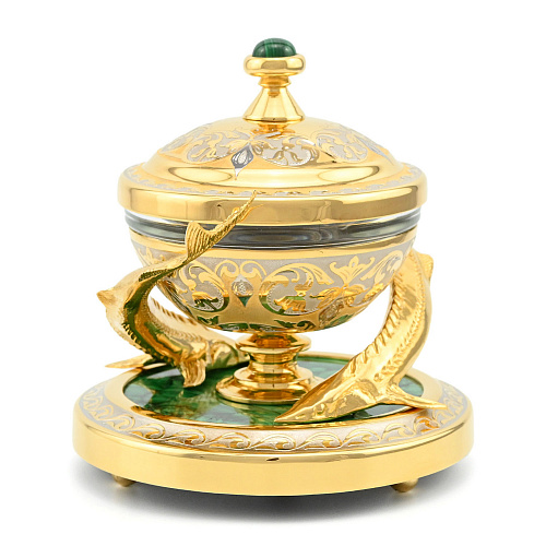 Икорница на малахите "Два осетра" Златоуст