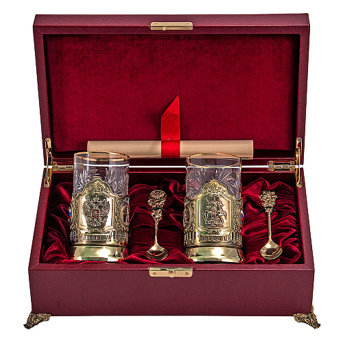 Набор для чая из двух подстаканников "Россия, Георгий Победоносец"