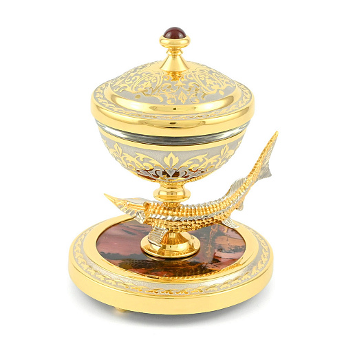 Икорница на яшме "Стерлядь" Златоуст