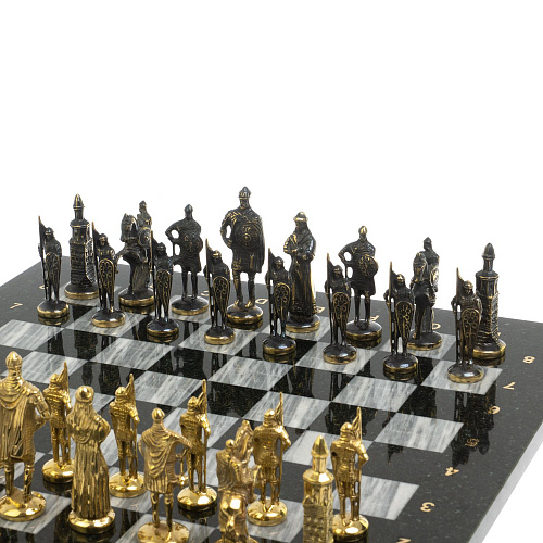 Шахматы ручной работы из мрамора "Русские"