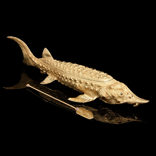 Икорница позолоченная  "Осетр" 