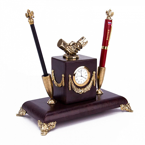 Письменный набор с часами "Сила партнерства"