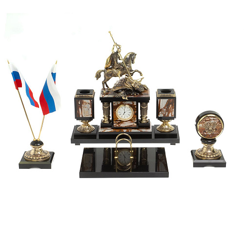 Настольный набор из яшмы "Георгий Победоносец"