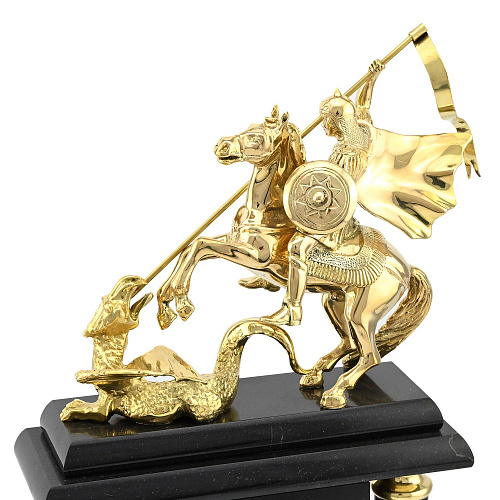 Интерьерные часы из малахита "Георгий Победоносец" 