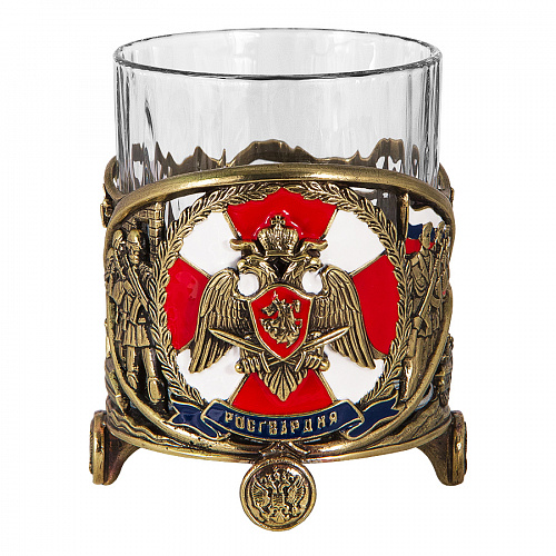 Бокал для виски "Росгвардия" с камнями в деревянном футляре