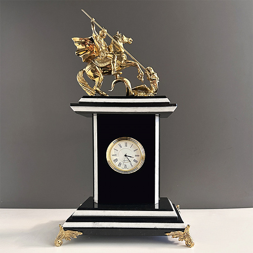 Часы настольные "Георгий Победоносец" из мрамора