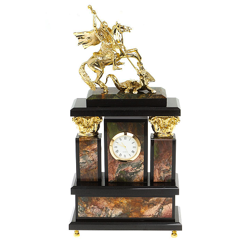 Каминные часы натурального камня "Георгий Победоносец"