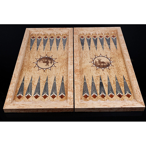 Нарды из карельской березы Олень"