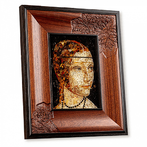 Панно из янтаря «Дама с горностаем» Леонардо да Винчи