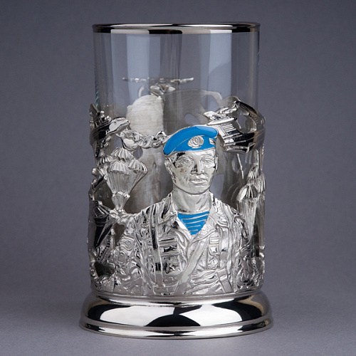 Подстаканник в футляре "Десантник" серебрение