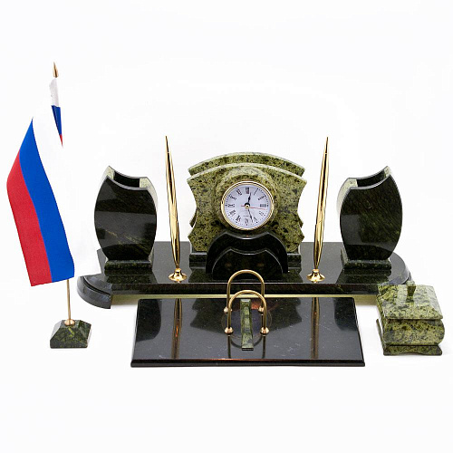 Настольный набор "Гранд" камень змеевик