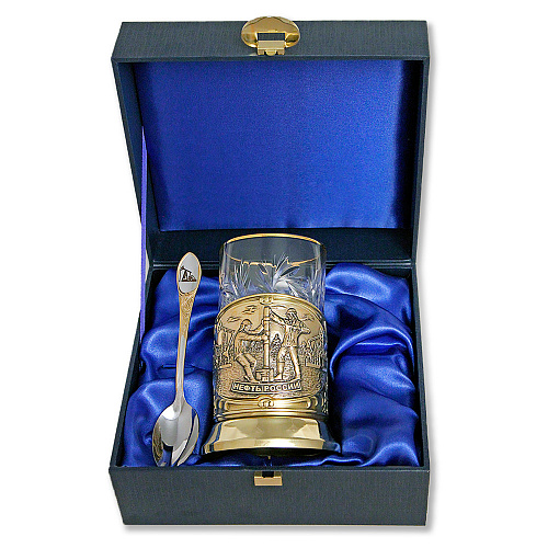 Подстаканник с ложкой "Нефть"