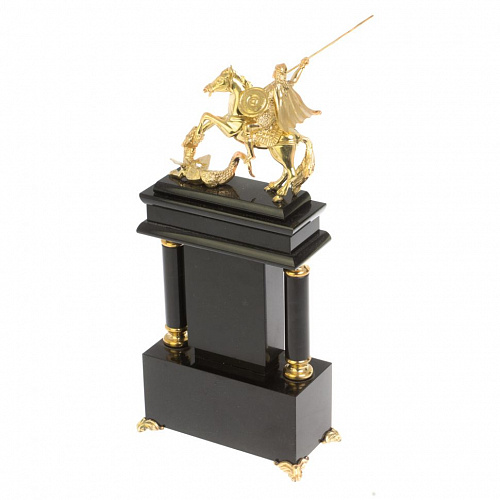 Каминные часы из родонита "Георгий Победоносец"