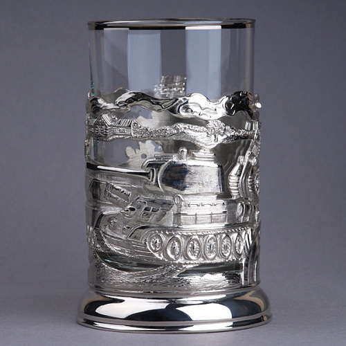 Подстаканник в футляре "Танкист" серебрение