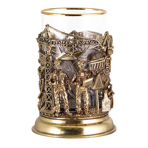 Подстаканник с ложкой "Строители"