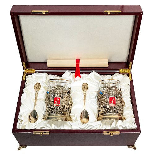 Набор для чая из двух подстаканников "Герб нефтяников и газовиков"