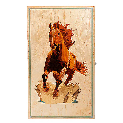 Нарды из  карельской березы "Лошадь"