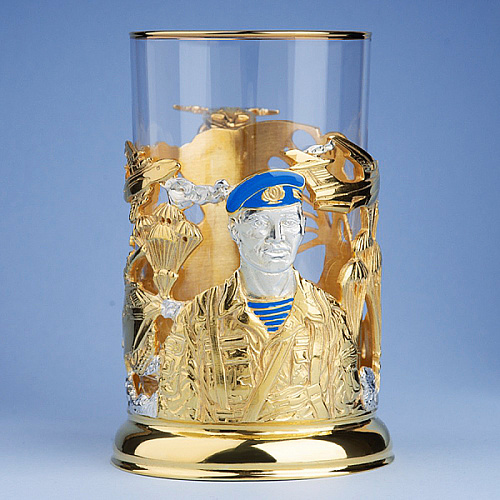 Подстаканник в футляре "Десант" (серебрение, золочение)