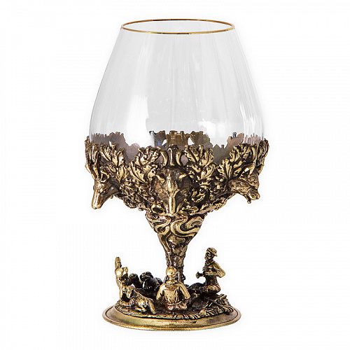 Набор из 6-ти бокалов для коньяка на подставке "Охота" 