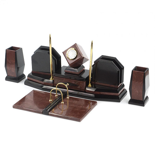 Настольный набор "Куб" (лемезит, змеевик)