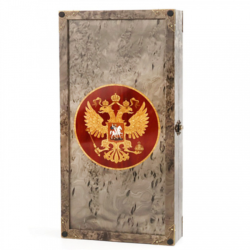 Нарды подарочные из карельской березы "Герб России"