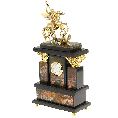 Каминные часы натурального камня "Георгий Победоносец"