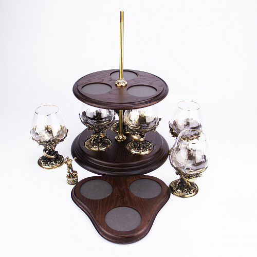 Набор из 6-ти бокалов для коньяка на подставке "Охота" 