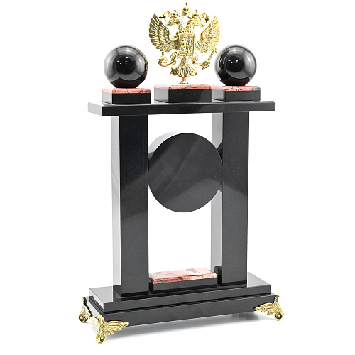 Часы каминные из яшмы "Герб России"