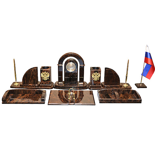 Настольный набор из обсидиана "Горка"